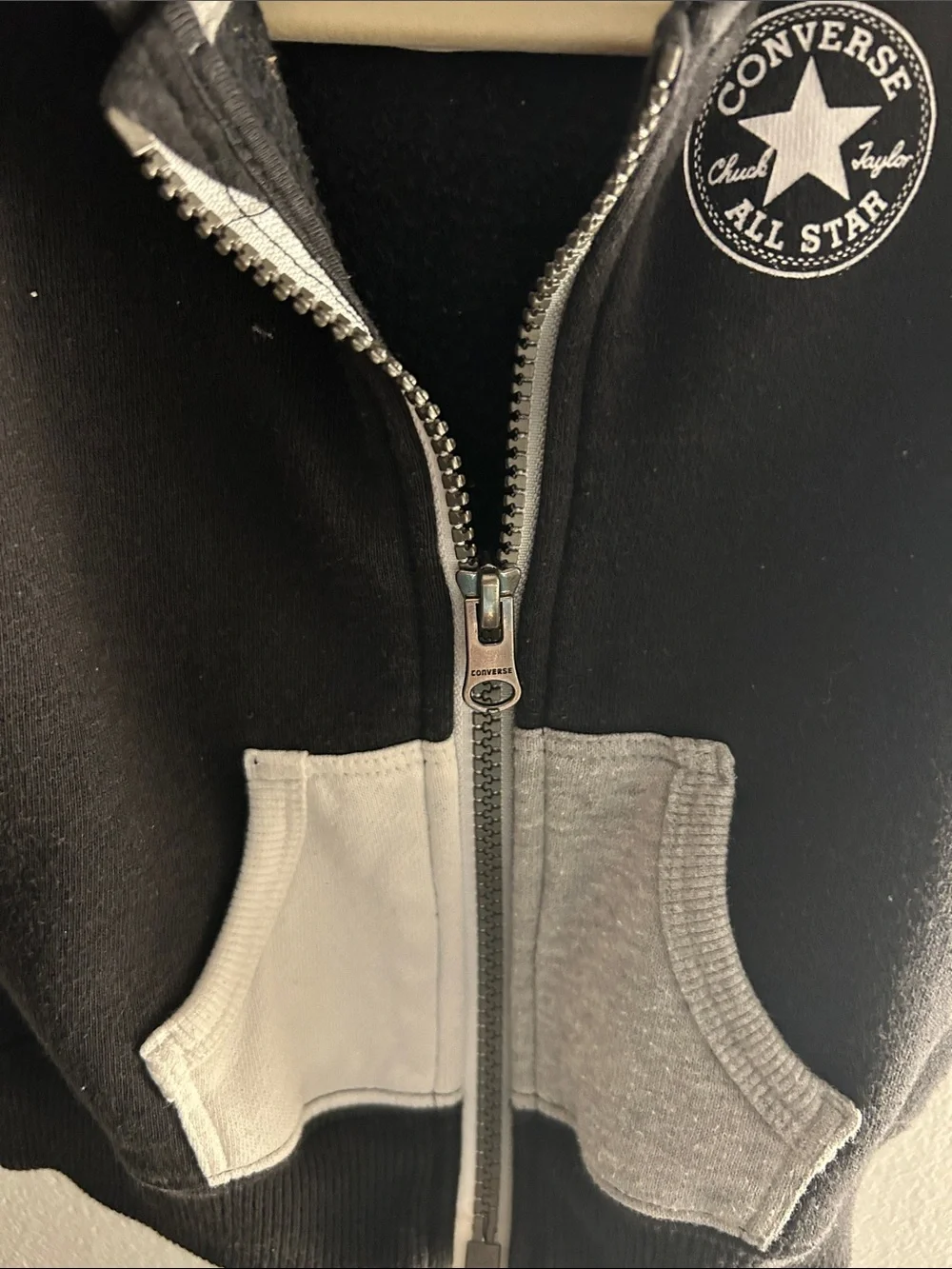 Converse Kids Black, White & Gray Striped Hood Zip-Up
